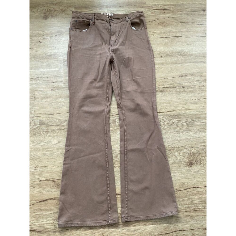 Idyllwind Miranda Lambert Cognac Brown Coated Waxed Flare Jeans Size 16/34
